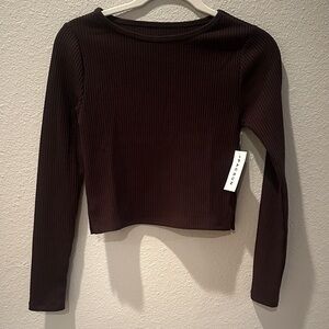 Women’s Pac Sun Brown waffle long sleeve crop top size XS